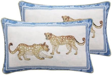 patdrea Designer Vintage Leopard Printed Pillow Cover,12"x20",Set of 2 by patdrea