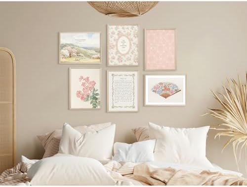 Christian Nursery Wall Art Bible Verse Canvas Wall Decor Girl Floral Wall Art Aesthetic Scripture Pictures Jesus Religious Posters Pink Flower Prints Vintage Artwork for Bedroom 8x10x6 Inch Unframed - Image 5