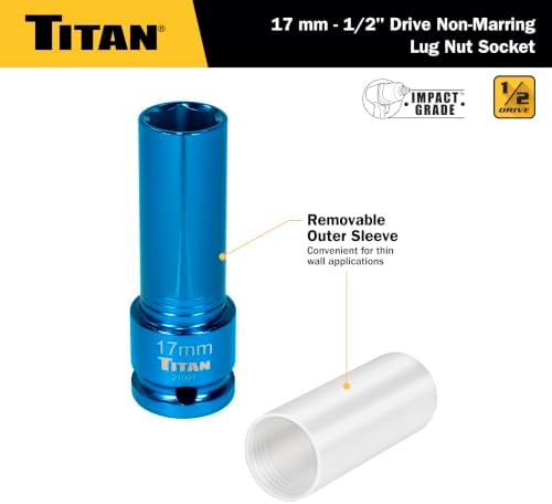 Titan 21091 1/2-Inch Drive x 17mm Non-marring Impact Deep Lug Nut Socket - Image 4