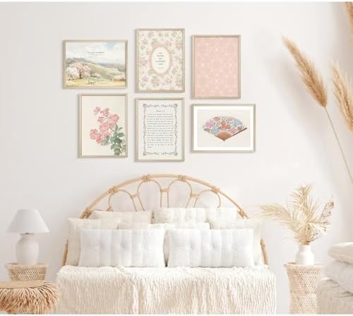 Christian Nursery Wall Art Bible Verse Canvas Wall Decor Girl Floral Wall Art Aesthetic Scripture Pictures Jesus Religious Posters Pink Flower Prints Vintage Artwork for Bedroom 8x10x6 Inch Unframed - Image 6