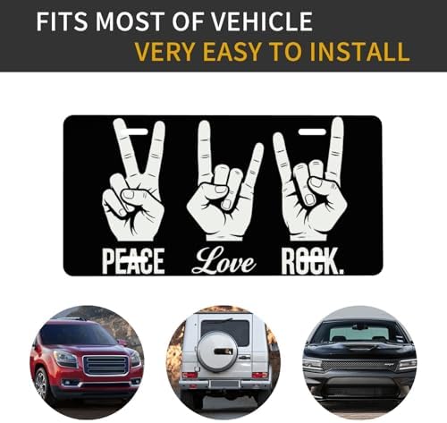 Peace Love Rock Front License Plate 6" * 12" for Women