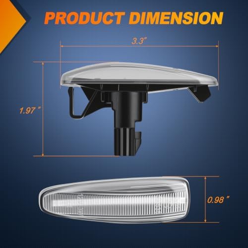 Nilight Fender Side Marker Lights 2PCS for 2008-2018 Lancer Evolution X