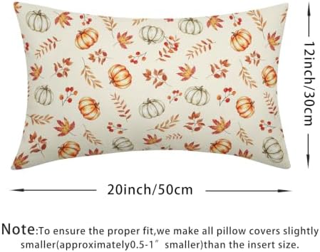 Fall Pumpkin Lumbar Pillow Covers 12x20 Set of 2 Orange Beige Maple Leaves Pattern Outdoor Throw Pillows Covers Autumn Thanksgiving Harvest Decorative Farmhouse Cushion Case for Room Couch Sofa - Image 4
