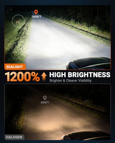 SEALIGHT Fit for Toyota 4Runner 2010-2020 LED Light Bulbs, 9005/HB3 H11/H8/H9 Bulbs with H11/H16 Fog Lights, 180000LM 6500K, 1200% Brighter, Advanced Cooling, Plug and Play, Pack of 6