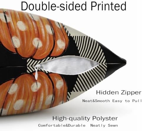 Fall Thanksgiving Pillow Covers 24x24 Set of 2, Autumn Polka Dot Pumpkin Sunflower Print Buffalo Plaid Decorative Throw Pillow Cases Holiday Outdoor Seasonal Farmhouse Decor for Sofa Couch Bed - Image 5