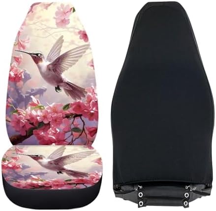 BIGCARJOB Hummingbird Car Seat Cover Set for Women Cute Auto Interior Accessories Pink Vehicle Bucket Seat Pad Auto Front Seat Protectors,Fit Most Vehicle,Cars,Sedan