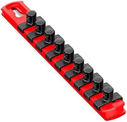 Ernst Manufacturing 8-Inch Magnetic Socket Organizer with 9 3/8-Inch Twist Lock Clips, Red (8411M-Red-3/8) by ErnstManufacturingInc