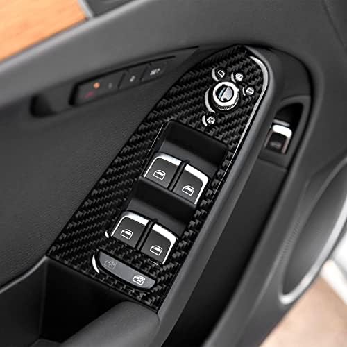 Car Window Lift Switch Control Decals for Audi A4 2009-2016 / S4 2010-2016 / RS4 2012-2015 Accessories Carbon Fiber Interior Stickers, Style B