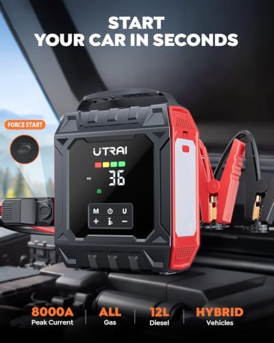 UTRAI 8000A Jump Starter with Air Compressor 160PSI for All Gas/12L Diesel - Image 2