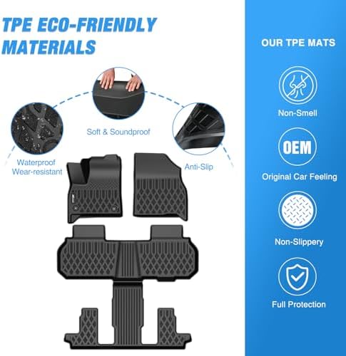 Nilight TPE Floor Mats for Chevy Traverse GMC Acadia 7 Seats 2024-2026