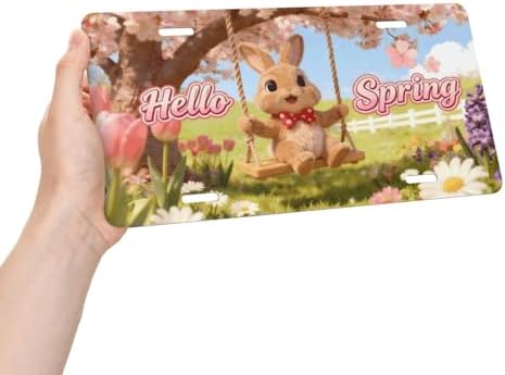 Bunny Flowers Front License Plate Car Decorative License Plates