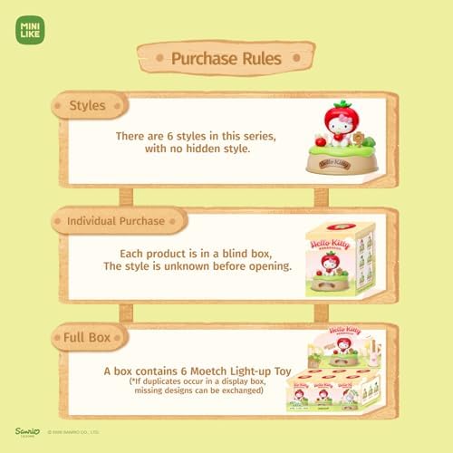 Hello Kitty Blind Box - Sanrio Light Up Absorption Movable Swing Toy Style Mini Figurines Fruit Vegetable Stories Collectible for Home Car Fragrance Decor Birthday Gifts, Random One Figure - Image 6