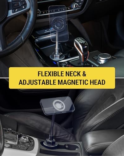 Scosche MagicMount™ SMSCUP Magnetic Cup Holder Phone Mount with Adjustable Gooseneck and Magnet Head, MagSafe Phone Holder for Car Compatible with iPhone 16 15 14 13 12 Series, Mag Safe Case & Android