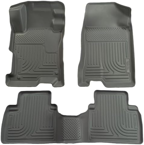 Husky Liners Weatherbeater Floor Mats | Fits 2006-2011 Honda Civic 4-Door | Front & 2nd Row, 3-pc Grey - 98412