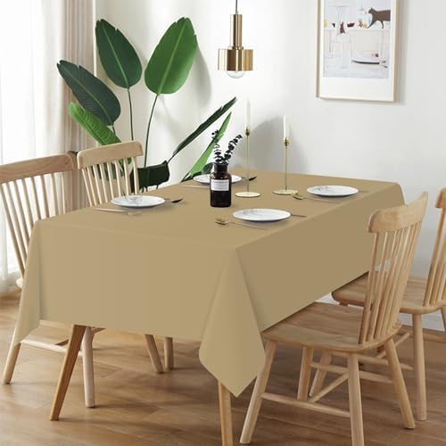 QIKSION 3 Pack Gold Plastic Tablecloth, Gold Table Cloth Disposable - Image 2