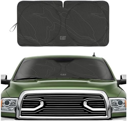 Windshield Sun Shade for Ram 2500 2010-2018, Foldable Truck Sunshade, UV Heat Blocker, Front Window Sun Shield, Interior Protection, Keeps Cab Cool, Heavy Duty Truck Accessory - Charcoal
