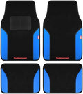 Rubbermaid Car Mats, Carpeted Floor Car Mat with Faux Leather & Built-in Heel Pad, Two-Tone Car Rug Floor Mats, Stylish Carpeted Floor Mats for Cars, Trucks & SUVs Blue Color