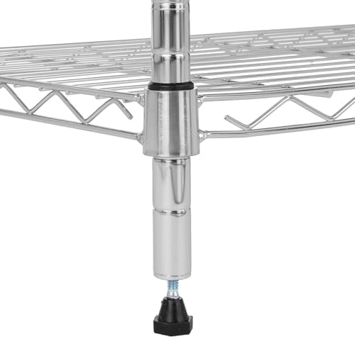 Amazon Basics 3-Shelf Adjustable Heavy Duty Steel Wire Shelving Rack with Chrome Finish, No-Tool Assembly, 250 lbs per Shelf, 23.2" L x 13.4" W x 30" H - Image 2