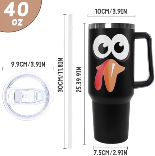 Thanksgiving Tumbler 40 oz Fall Cup Funny Turkey Coffee Travel Mug Stainless Steel Insulated Cups Fall Water Bottle Thanksgiving Decor Gifts for Women - Image 5