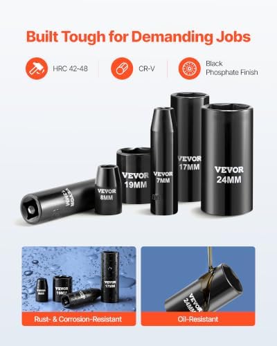 VEVOR 3/8" Drive Impact Socket Set, 64 Piece, Deep & Shallow Kit - Image 2