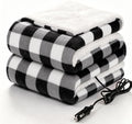 Sealy 12-Volt Electric Portable Heated Car Blanket, 59"x43", Black Plaid