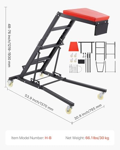 VEVOR Top Automotive Creeper 48"-76" Padded 4 Swivel Wheels 400LBS Shop - Image 7