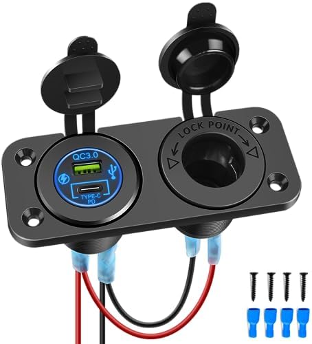 Nilight QC 3.0 USB & PD Type C Charger and Cigarette Lighter Socket