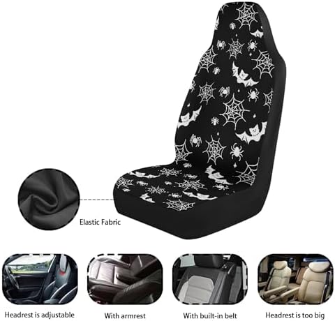 Cute Bat Spider Web Print Universal Car Seat Cover Front Seats Protector Fit for Most Cars,SUVs,Sedan,Truck or Van