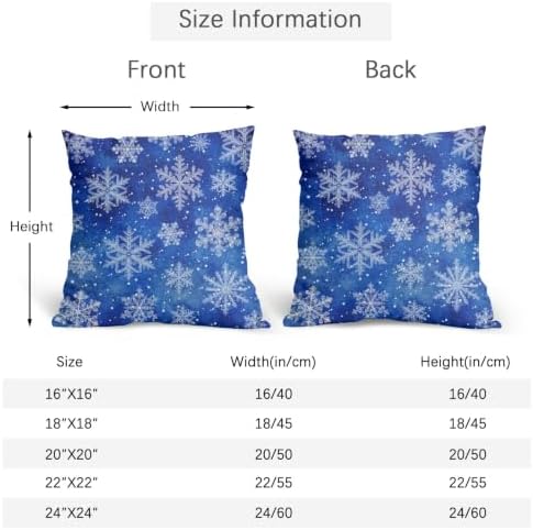 Winter Blue Throw Pillow Covers 18x18 Set of 2 Snowflake Christmas - Image 4