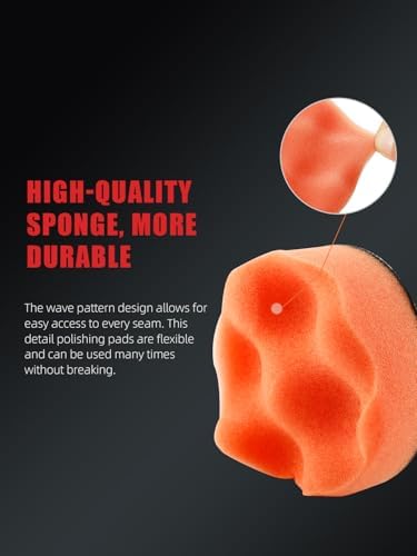 Drill Polishing Kit for Car, 3''(80mm) 32Pcs Car Foam Buffing Pads, Wool Pads Drill Buffing Pad, Wax Buffer Polisher Attachment with 5/8-11 Thread Backing pad & Adapters - Image 4