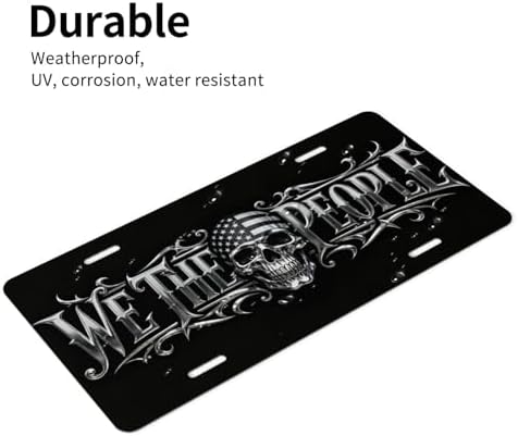 We The People Flag Skull Cool Front License Plate 6x12 Inch