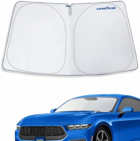 Goodyear Foldable Windshield Sunshade for Ford Mustang 2015-2023, Truck car Accessories, Sunshade Cover, Sun Shade Car Windshield, Window Sun Blocker - GY008290