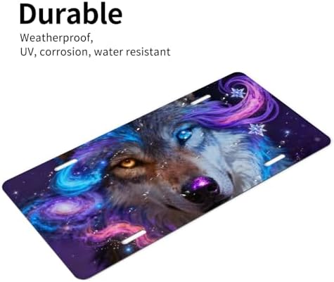 Galaxy Wolf Starry Sky Front License Plate 6" * 12" for Women