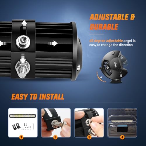 Nilight 20Inch 420W Triple Row Spot Flood Combo Led Light Bar Work Driving Lamp 4Pcs 4Inch 60W Cube LED Pods Lights with Wiring Harness Kit for Trucks Jeeps ATVs UTVs Motorcycles Ships Yachts-5 Leads