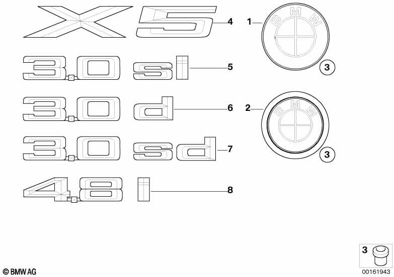 BMW 51-14-7-157-696 - Emblem Rear 511410