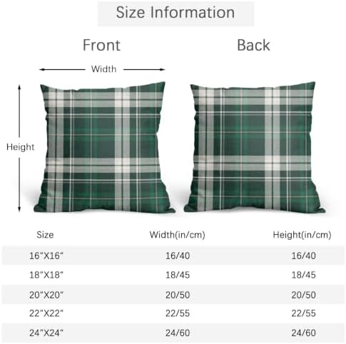 Christmas Throw Pillow Covers 18x18 Set of 2 Winter Green Buffalo Plaid Tartan - Image 5