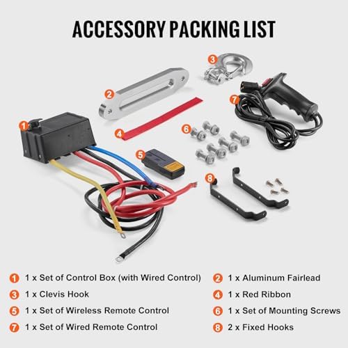 VEVOR Electric Winch, 10,000 lb Truck Trailer Jeep Winch, 12V DC 7/20 in x 65 ft Synthetic Rope Aluminum Fairlead Wireless & Wired Remote Control, IP55 Waterproof Towing for Off Road Jeep SUV Boat - Image 6