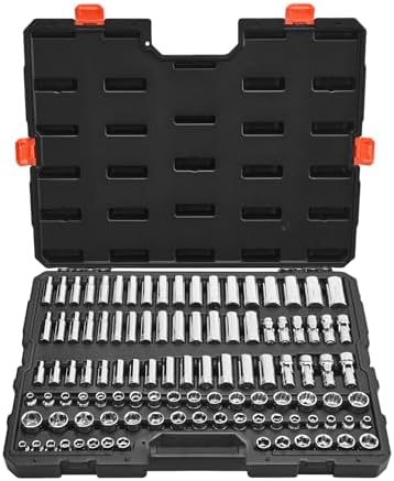VEVOR Socket Set, 104 Pieces, 3/8 inch Drive Socket Tool Set, Metric Size from 6 to 24 mm, Deep and Standard, Mechanic Tool Kit with Storage Case, Chrome Plated CR-V Alloy Steel, for Automotive Repair by VEVOR
