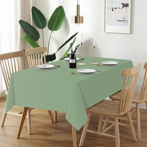 QIKSION 3 Pack Sage Green Plastic Tablecloth, Sage Table Cloth Disposable - Image 2