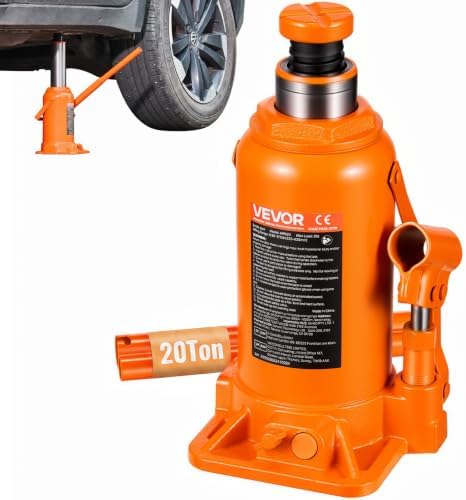 VEVOR Hydraulic Bottle Jack, 20 Ton/44092 LBS All Welded Bottle Jack, 7.5-14 inch Lifting Range, with 3-Section Long Handle, for Pickup Truck, Truck, Car, RV, Auto Repair, Industrial Engineering by VEVOR