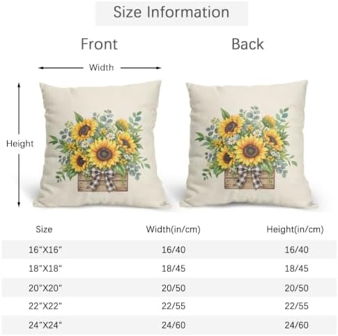 Fall Floral Pillow Covers 24x24 Set of 2 Sunflower Highly Absorbent - Image 4