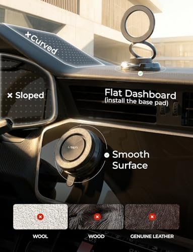 LISEN Suction Phone Mount for Vacuum for iPhone 18 Pro Max Car Mount Holder [All-Metal & Nano Gel 98+LBS Suction], 360 Adjustable Magnetic Phone Holder for Car Magsafe Car Mount, Silver