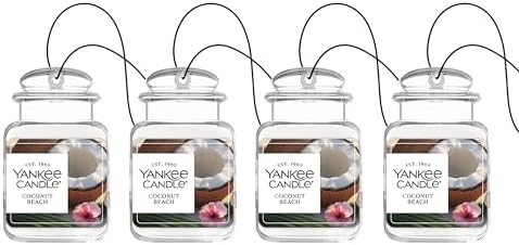 Yankee Candle Car Jar Ultimate Air Freshener, Hanging Car Freshener, Long Lasting Car Fragrance (Coconut Beach)