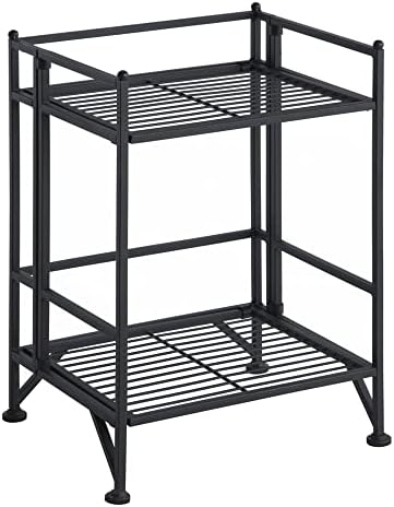 Convenience Concepts Xtra Storage Shelves - 2-Tier Folding Metal Storage Shelves, Closet Organizer for Office, Laundry Room, Bedroom, Garage, Kitchen, Bathroom, Black by ConvenienceConcepts