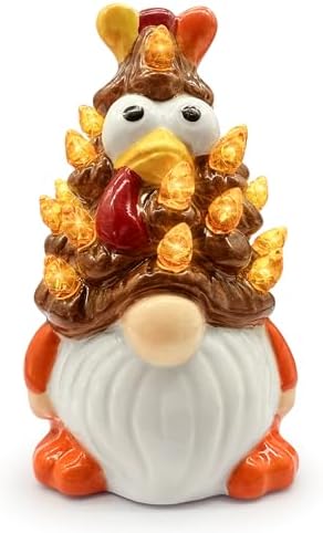 Hexagram Thanksgiving Decorations, Thanksgiving Ceramic Tree Gnomes Decor by Hexagram