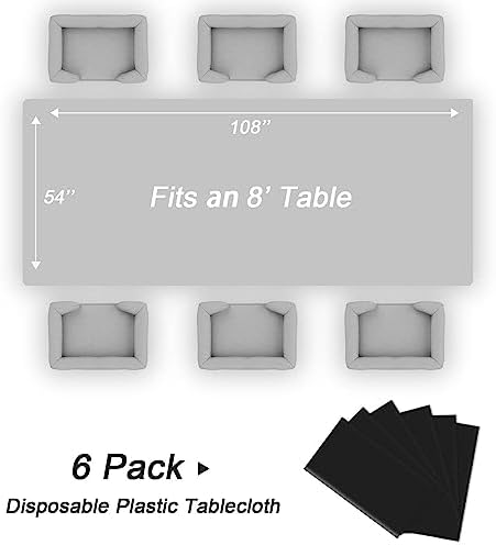 QIKSION 6 Pack Black Plastic Tablecloth, Black Table Cloth Disposable - Image 5