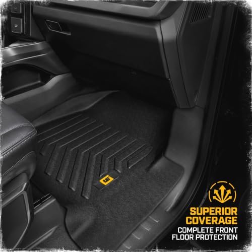 CAT® JustFit™ 3D Custom Fit Front Floor Mats for Ford F-250 F-350 Super Duty Crew Cab 2017-2026, Heavy Duty Rubber Floor Liners Laser Measured, Ford Super Duty Accessories