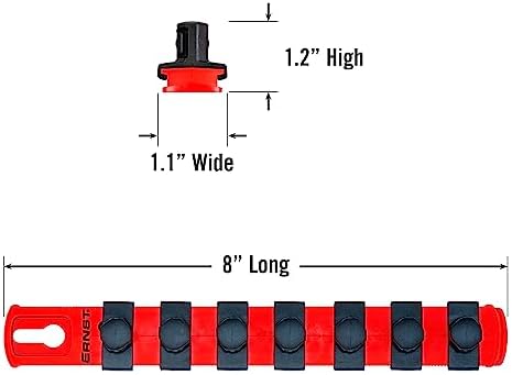 Ernst Manufacturing 8-Inch Magnetic Socket Organizer with 7 1/2-Inch Twist Lock Clips, Red (8412M-Red-1/2) - Image 4