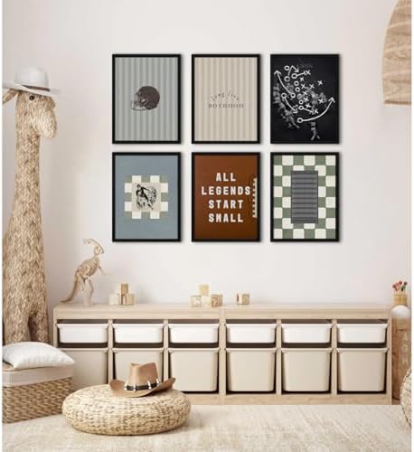 Vintage Football Nursery Wall Art Boys Room Sports Canvas Wall Decor Vintage Football Pictures Prints Boy Sports Posters Nursery Artwork Painting for Kids Toddler Bedroom 8x10 Inch Unframed Set of 6 - Image 3