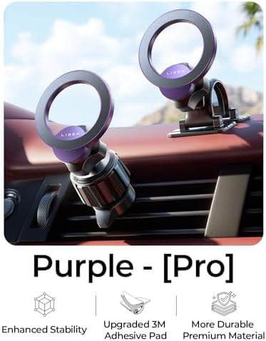 LISEN for iPhone 18 Pro Max Car Mount Holder Magnets Magnetic for MagSafe Car Mount Vent Dashboard Magnet Cell Phone Holder Mounts Car Accessories fit iPhone 18 Pro Max 17 16 15 14 13 12 Purple